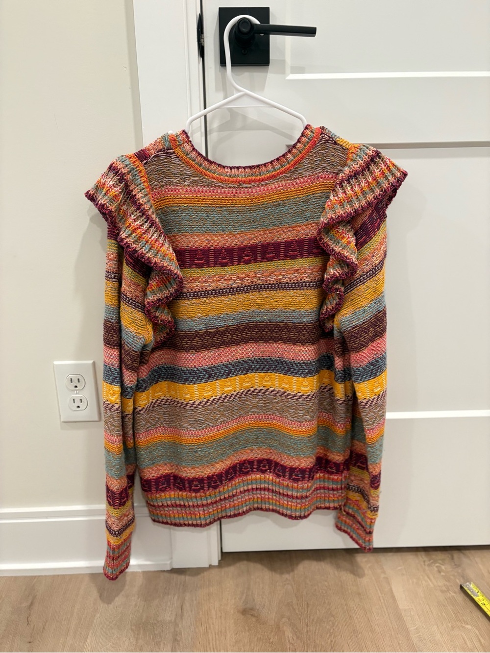 Anthropologie Pilcro Ruffle Striped Sweater Size Large - Picture 5 of 7